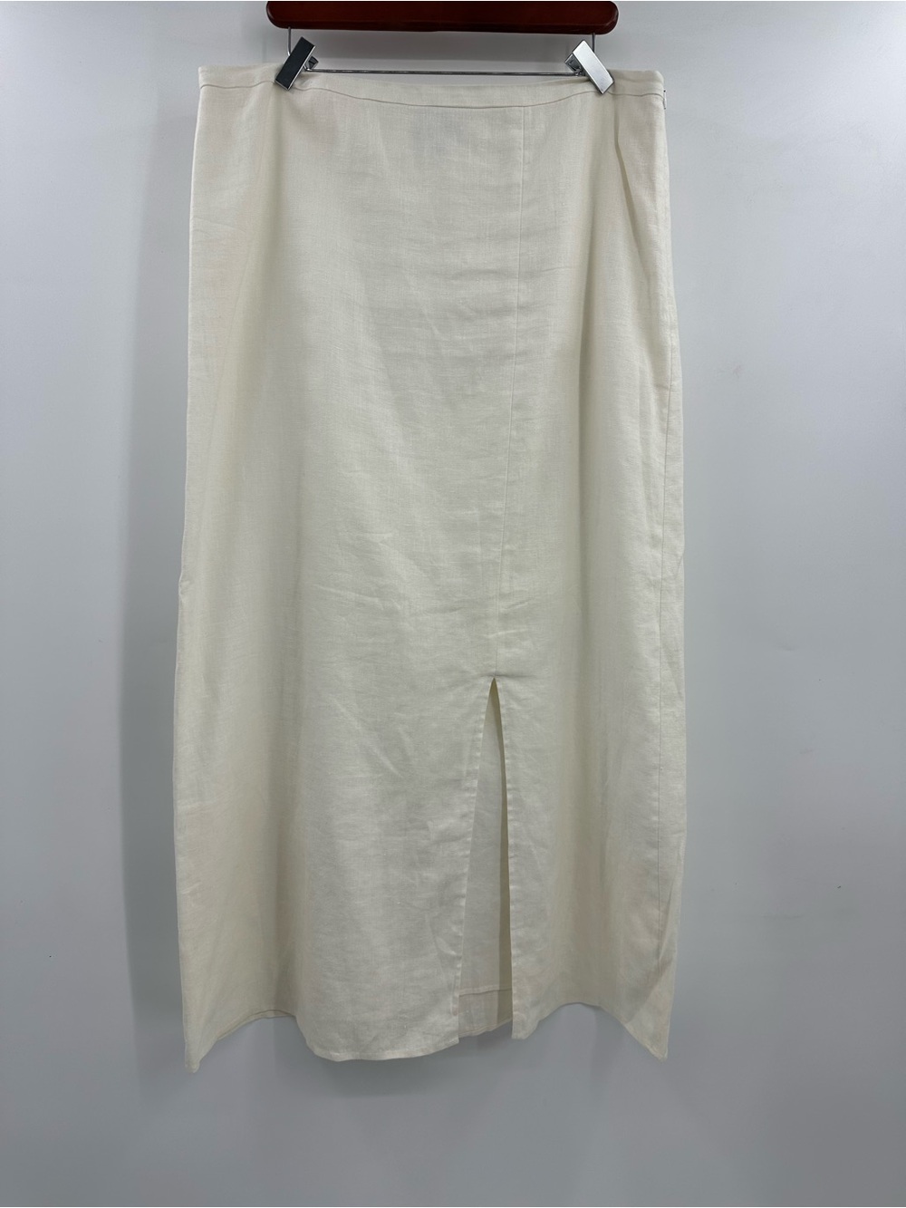 Pure Collection Cream Linen Maxi Skirt with Front Slit